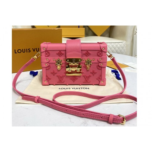 Louis Vuitton M20745 Petite Malle handbag in Pink Tufted grained calfskin leather