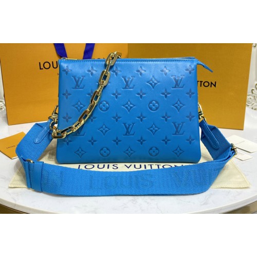 Louis Vuitton M20769 Coussin PM handbag in Blue Monogram-embossed puffy calfskin