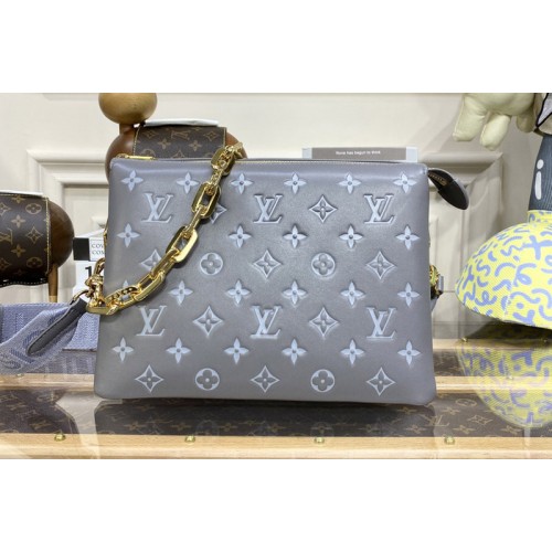 Louis Vuitton M20771 Coussin PM handbag in Gray Monogram-embossed puffy calfskin
