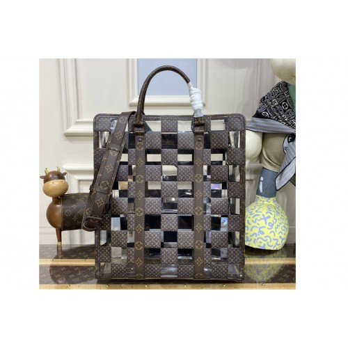 Louis Vuitton M20866 Sac Plat tote Bag in Monogram Chess coated canvas and PVC