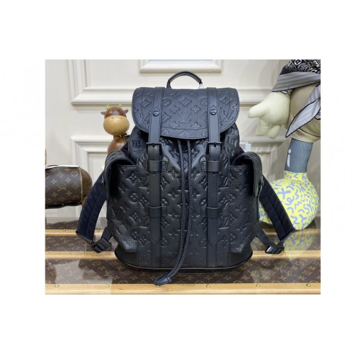 Louis Vuitton M20899 Christopher PM Backpack in Black Taurillon Monogram embossed cowhide leather