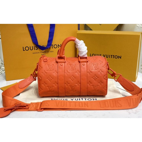 Louis Vuitton M20930 Keepall Bandouliere 25 bag in Orange Taurillon Monogram leather