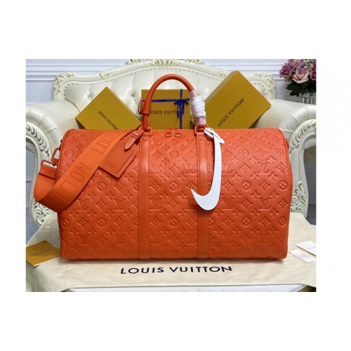 Louis Vuitton M20963 Keepall Bandouliere 50 Travel bag in Orange Taurillon Monogram leather