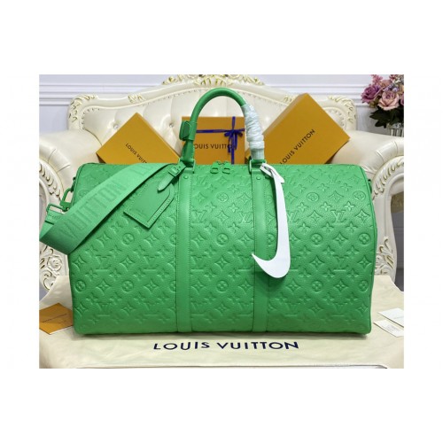 Louis Vuitton M20963 Keepall Bandouliere 50 Travel bag in Green Taurillon Monogram leather