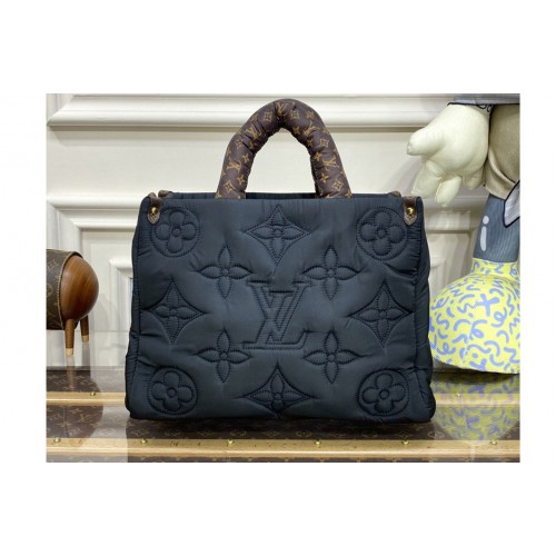 Louis Vuitton M21069 Onthego MM Bag in Black Econyl regenerated nylon