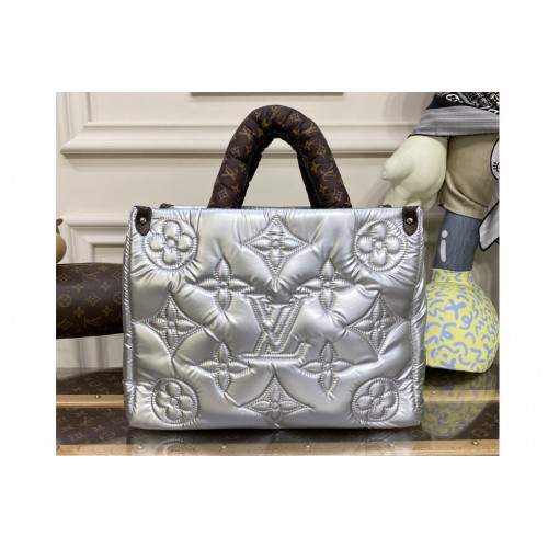 Louis Vuitton M21069 Onthego MM Bag in Silver Econyl regenerated nylon