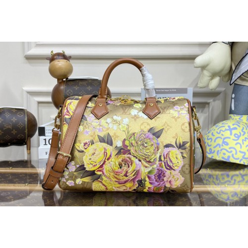 Louis Vuitton M21317 Speedy Bandouliere 25 handbag in Gold Coated canvas