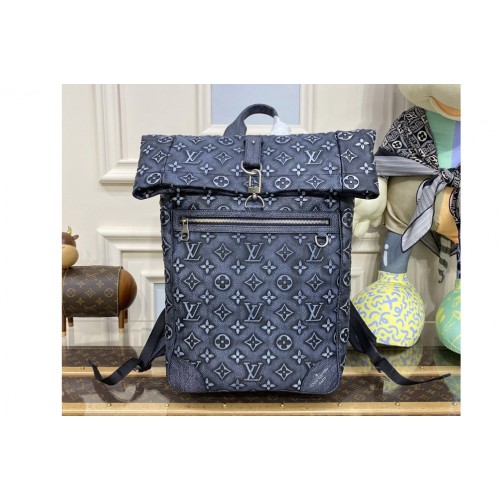 Louis Vuitton M21359 Roll Top Backpack in Charcoal Cowhide leather