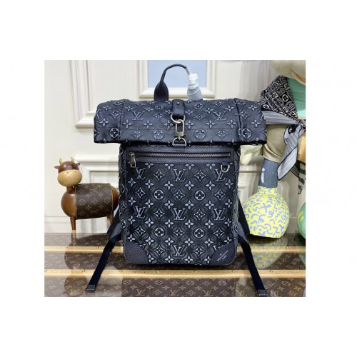 Louis Vuitton M21359 Roll Top Backpack in Black Cowhide leather