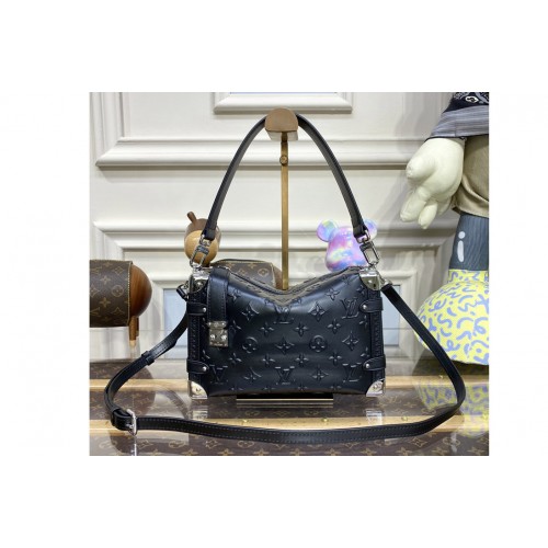 Louis Vuitton M21709 Side Trunk PM handbag in Black calfskin leather