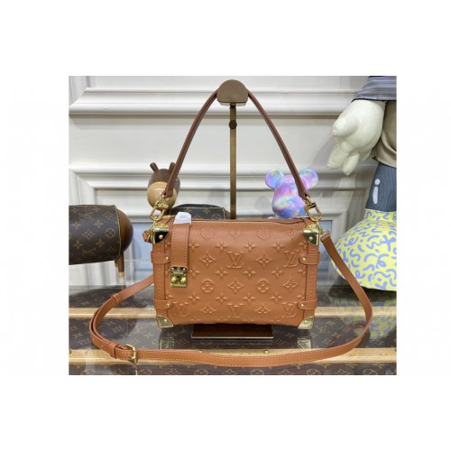 Louis Vuitton M21741 Side Trunk PM handbag in Tan calfskin leather