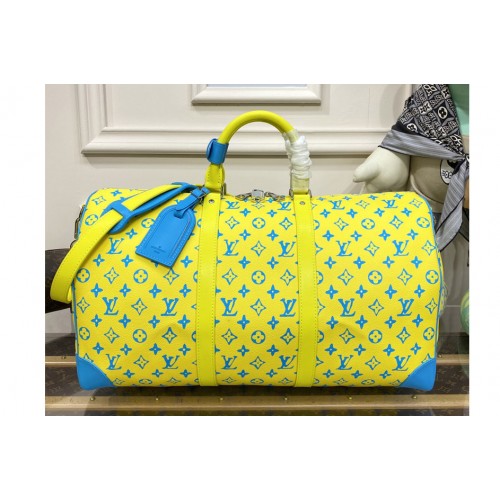 Louis Vuitton M21869 Keepall Bandoulière 50 Bag in Lime Green Monogram Playground coated canvas