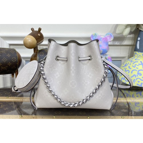 Louis Vuitton M21886 Bella bucket bag in Gray Mahina perforated calfskin leather