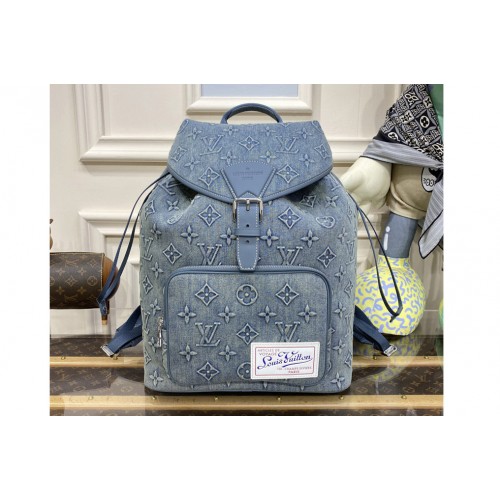 Louis Vuitton M22534 Montsouris Backpack in Monogram Washed Denim coated canvas