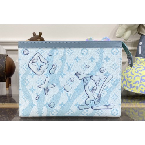 Louis Vuitton M22763 Pochette Voyage MM Bag in Crystal Blue Monogram Aquagarden coated canvas