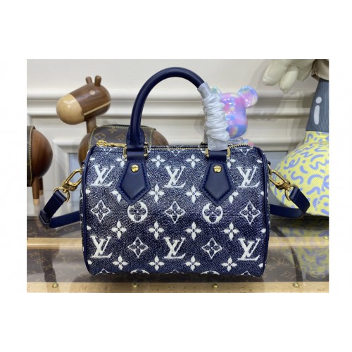 Louis Vuitton M23069 Speedy Bandouliere 20 handbag in Blue Monoglam coated canvas