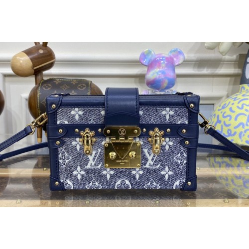 Louis Vuitton M22882 Petite Malle handbag in Blue Monoglam coated canvas