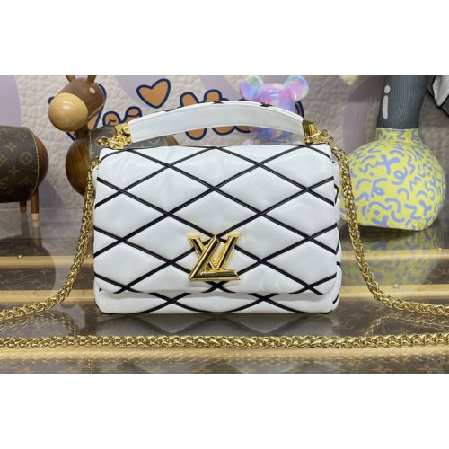 Louis Vuitton M22890 GO-14 MM bag in White Black Lambskin Leather