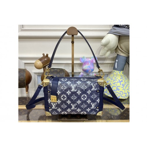 Louis Vuitton M22944 Side Trunk MM Bag in Blue Monoglam coated canvas