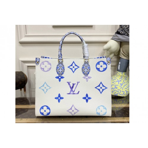 Louis Vuitton M22975 OnTheGo MM tote bag in Blue Monogram coated canvas