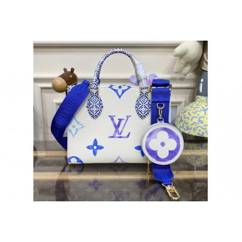 Louis Vuitton M22976 OnTheGo PM tote bag in Blue Monogram coated canvas Louis Vuitton M22976 OnTheGo PM tote bag in Blue Monogram coated canvas