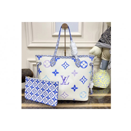 Louis Vuitton M22979 Neverfull MM tote bag in Blue Monogram coated canvas