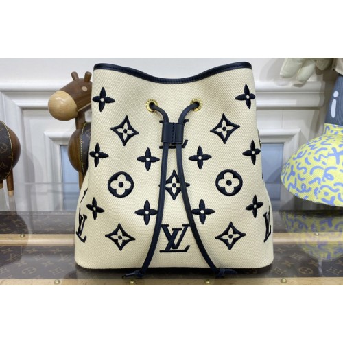 Louis Vuitton M23080 NeoNoe MM bucket bag in Black Lotus cotton