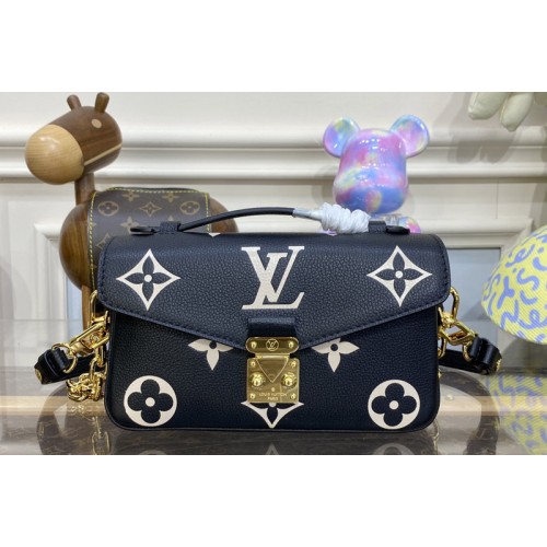 Louis Vuitton M46596 Pochette Metis East West Bag in Black Beige Monogram Empreinte Leather