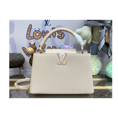 Louis Vuitton M23082 Capucines BB handbag in Quartz White Taurillon leather