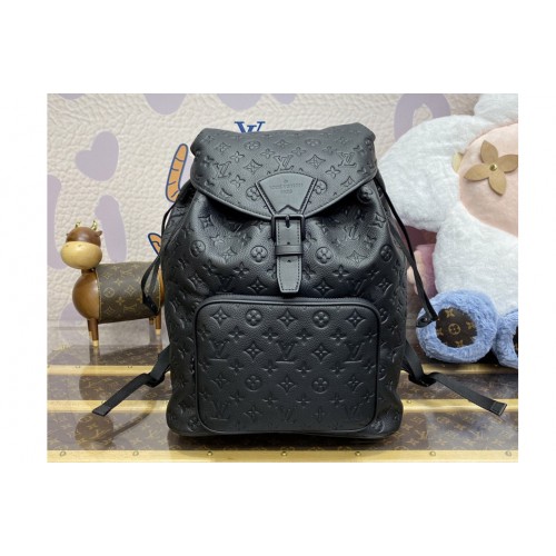 Louis Vuitton M23127 Montsouris Backpack in black Taurillon leather