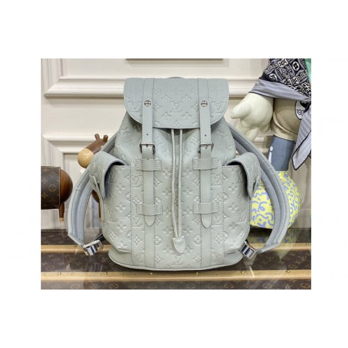 Louis Vuitton M23146 Christopher PM backpack in Mineral Gray Embossed Taurillon Monogram cowhide leather