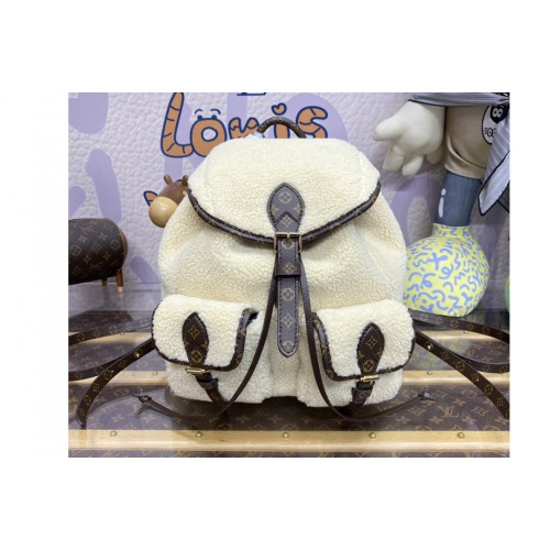 Louis Vuitton M23384 Ski Backpack in Cream Brown Shearling