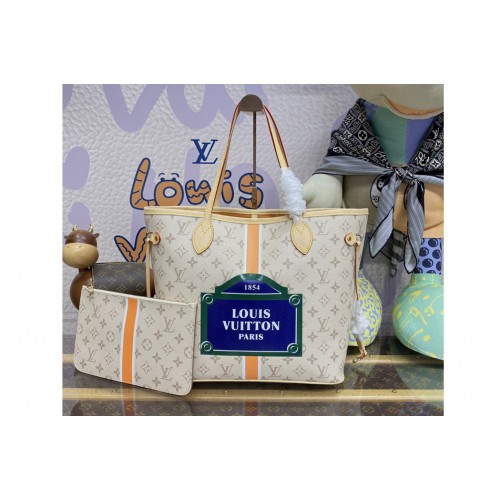 Louis Vuitton M23501 Neverfull MM tote bag in Beige Ocher Monopaname coated canvas