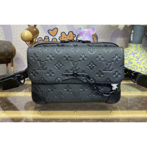 Louis Vuitton M23742 Steamer Messenger Bag in Black Taurillon Monogram embossed leather