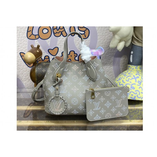 Louis Vuitton M23758 Blossom PM tote bag in Gray Mahina perforated calfskin leather