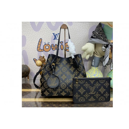 Louis Vuitton M23393 Blossom PM tote bag in Black Mahina perforated calfskin leather