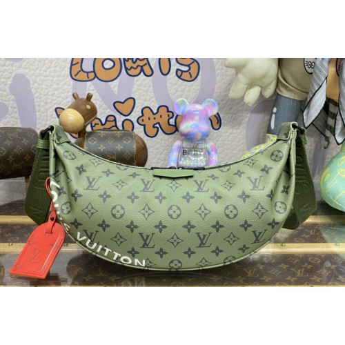 Louis Vuitton M23779 Hamac Bag in Khaki Green Vermillion Red Monogram coated canvas