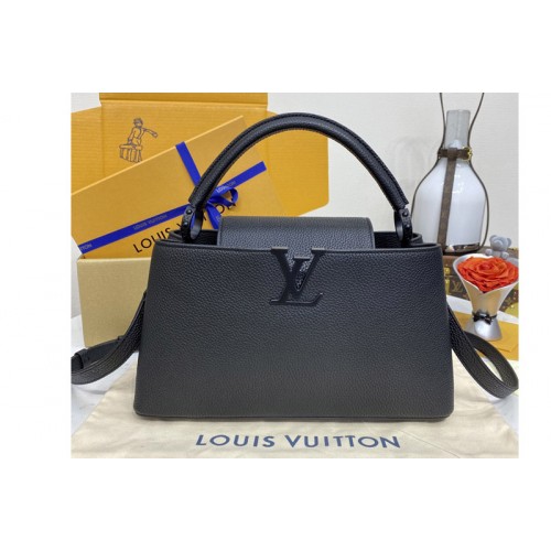 Louis Vuitton M23947 Capucines East-West MM handbag in All Black Matte Taurillon Leather