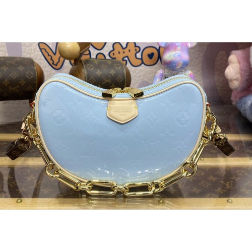 Louis Vuitton M24021 Croissant PM Bag in Sky Monogram Vernis embossed cowhide leather