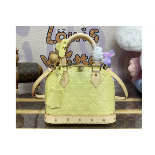 Louis Vuitton M24063 Alma BB Bag in Chic and Yellow Monogram Vernis embossed cowhide leather