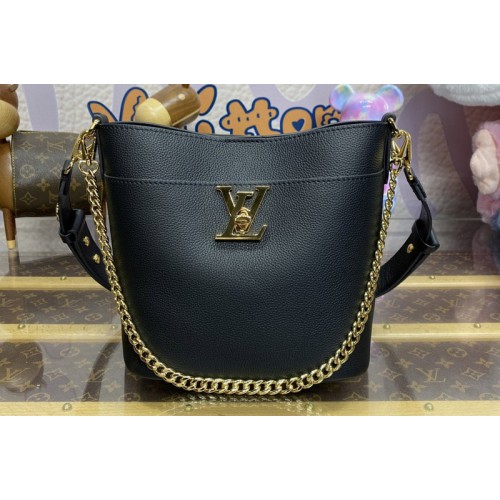 Louis Vuitton M24006 Lock and Walk bucket bag in Black Grained calf leather