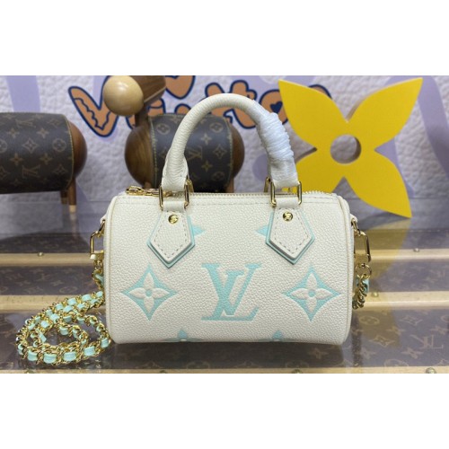 Louis Vuitton M24169 Nano Speedy bag in White Green Monogram Empreinte Leather