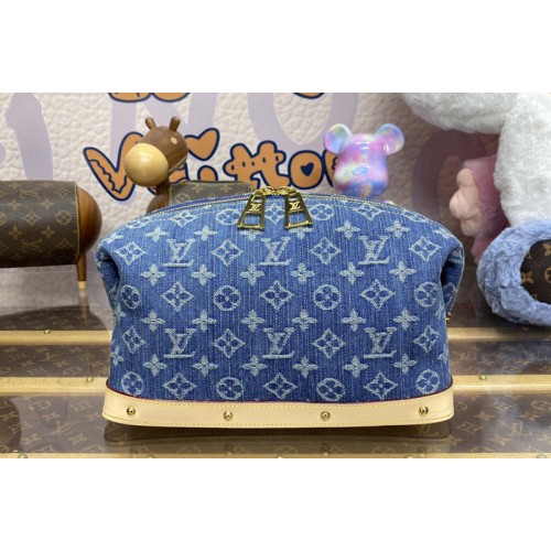 Louis Vuitton M24317 Pochette Cosmetique GM Bag in Blue Monogram Denim Canvas