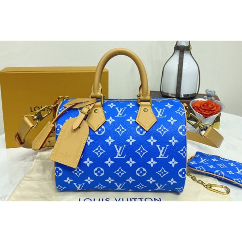 Louis Vuitton M24424 Speedy P9 Bandouliere 25 Bag in Blue Soft calfskin Monogram print