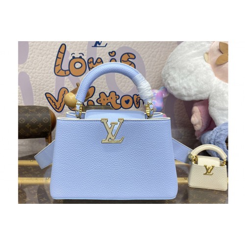 Louis Vuitton M24575 Capucines Mini handbag in Blue Taurillon leather