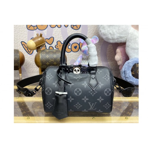 Louis Vuitton M24606 Speedy 18 Bandouliere Bag in Monogram Eclipse Canvas Louis Vuitton M24606 Speedy 18 Bandouliere Bag in Monogram Eclipse Canvas