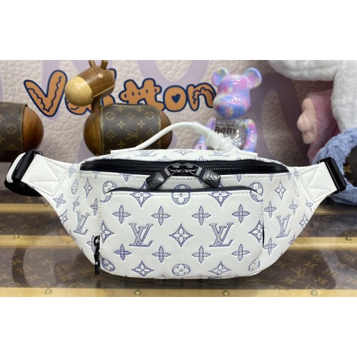 Louis Vuitton M25227 Rush Bumbag in White Navy Blue Monogram Shadow calf leather
