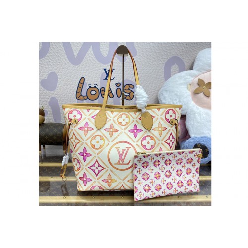 Louis Vuitton M25317 Neverfull MM tote Bag in Coral Monogram Tiles coated canvas