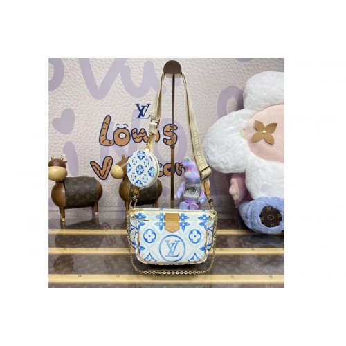 Louis Vuitton M25374 Multi Pochette Accessoires in Blue Monogram Tiles canvas