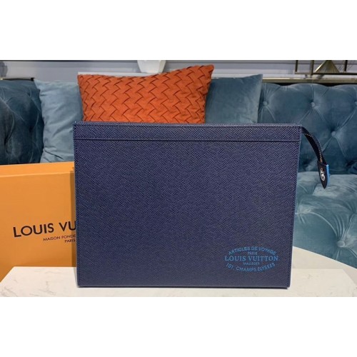 Louis Vuitton M30397 Pochette Voyage Bags Blue Taiga leather